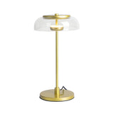 Modern Gold Clear Dome Glass Shade Bedroom Table Lamp Image - 5