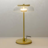 Modern Gold Clear Dome Glass Shade Bedroom Table Lamp Image - 6