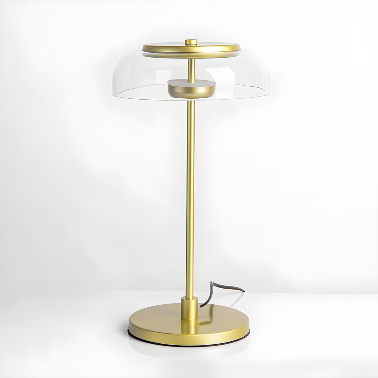 Modern Gold Clear Dome Glass Shade Bedroom Table Lamp Image - 7