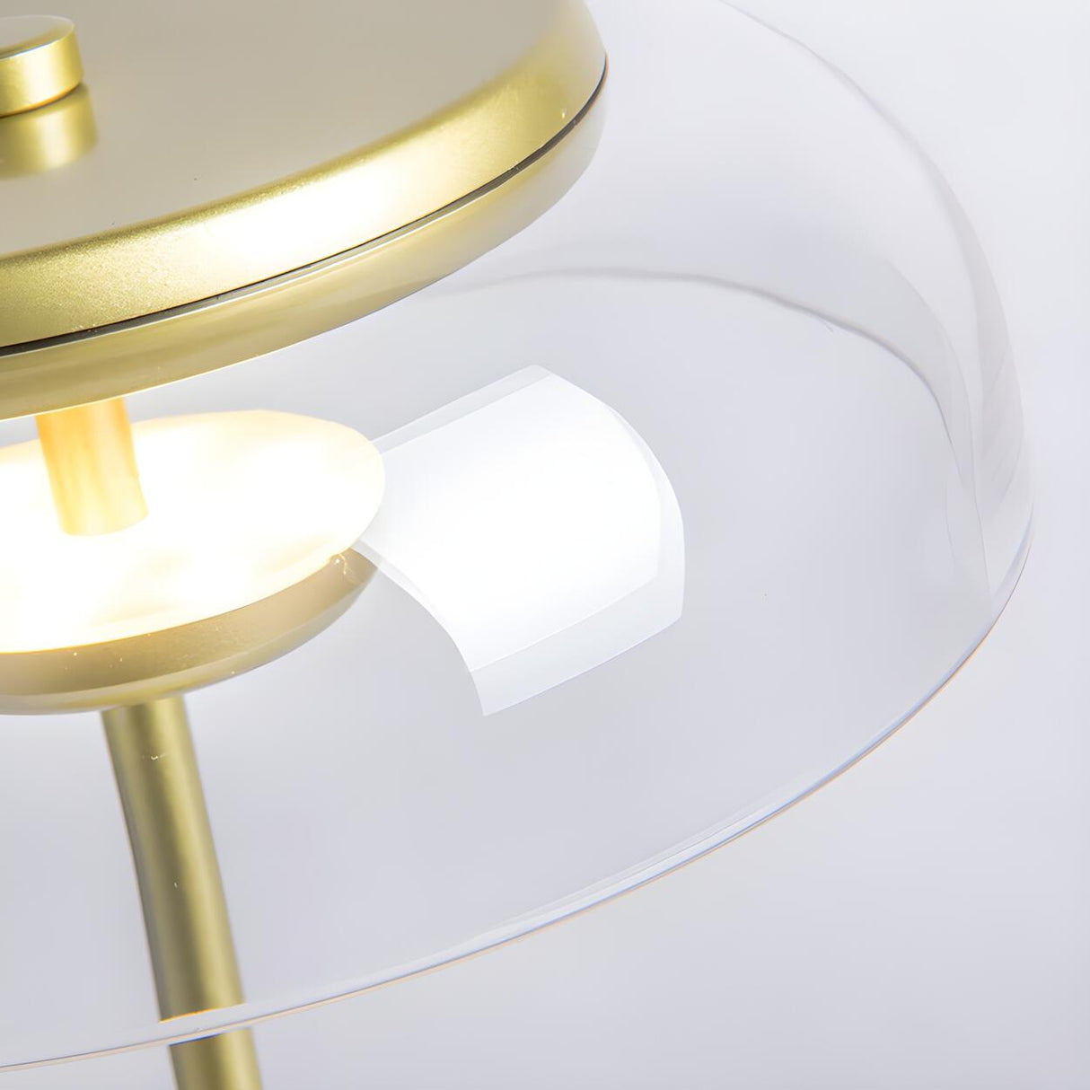 Modern Gold Clear Dome Glass Shade Bedroom Table Lamp Image - 8