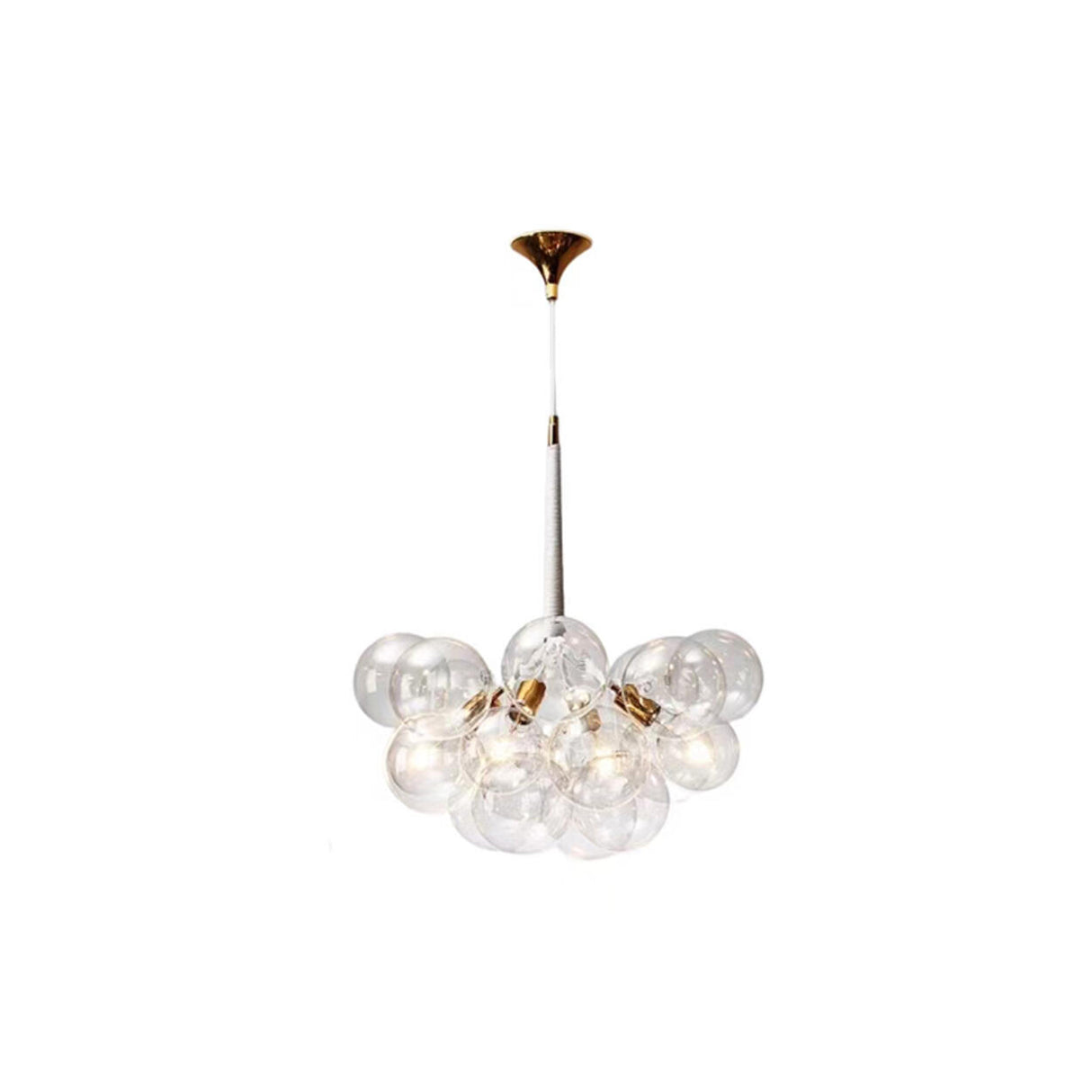 Modern Gold Clear Glass Bubble Chandelier Adjustable Height Image - 11