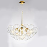 Modern Gold Clear Glass Bubble Chandelier Adjustable Height Image - 14