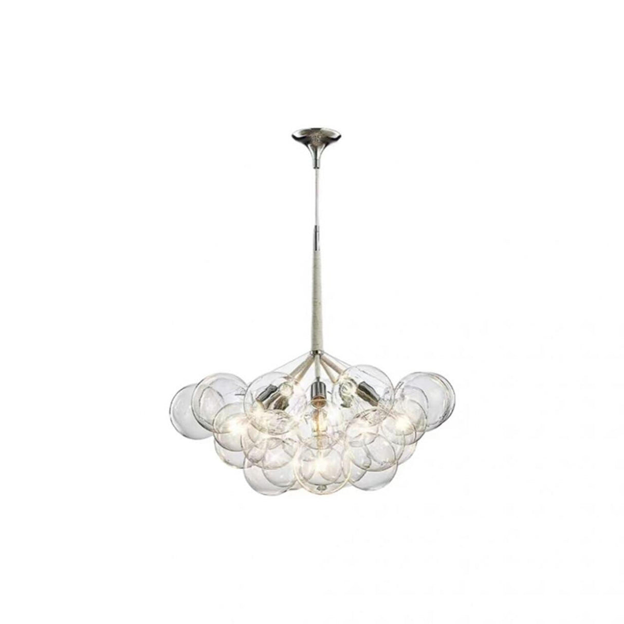 Modern Gold Clear Glass Bubble Chandelier Adjustable Height Image - 15