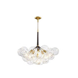 Modern Gold Clear Glass Bubble Chandelier Adjustable Height Image - 2