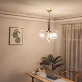 Modern Gold Clear Glass Bubble Chandelier Adjustable Height Image - 6