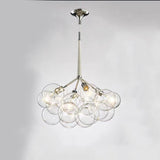 Modern Gold Clear Glass Bubble Chandelier Adjustable Height Image - 7