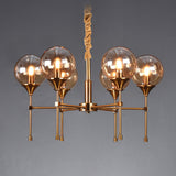 Modern Gold Clear Globe Glass Chandelier Adjustable Chain Image - 13