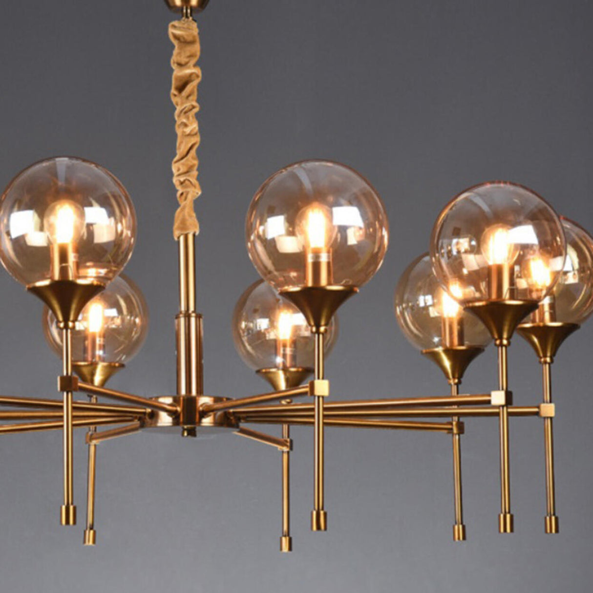 Modern Gold Clear Globe Glass Chandelier Adjustable Chain Image - 15