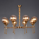 Modern Gold Clear Globe Glass Chandelier Adjustable Chain Image - 16