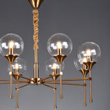 Modern Gold Clear Globe Glass Chandelier Adjustable Chain Image - 19