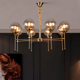 Modern Gold Clear Globe Glass Chandelier Adjustable Chain Image - 4