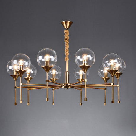 Modern Gold Clear Globe Glass Chandelier Adjustable Chain Image - 5