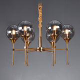 Modern Gold Clear Globe Glass Chandelier Adjustable Chain Image - 7