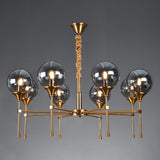 Modern Gold Clear Globe Glass Chandelier Adjustable Chain Image - 9