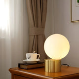 Modern Gold Column Base Globe Glass Decor Table Lamp Image - 1