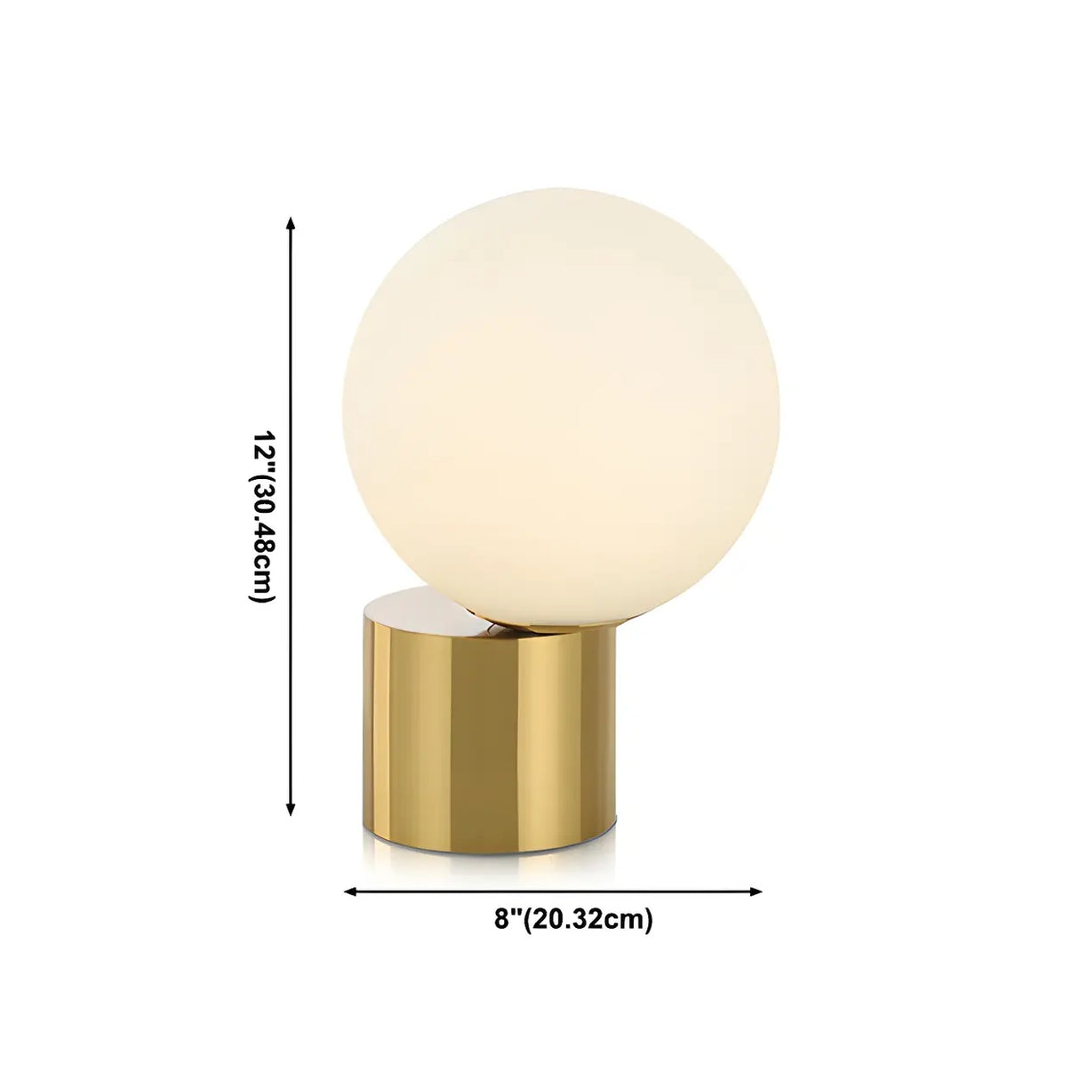 Modern Gold Column Base Globe Glass Decor Table Lamp 