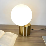 Modern Gold Column Base Globe Glass Decor Table Lamp Image - 2