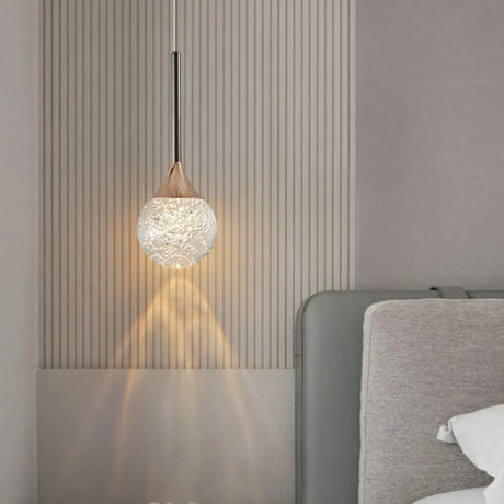 Modern Gold Crystal Globe Round Pendant Light Bedroom Image - 2