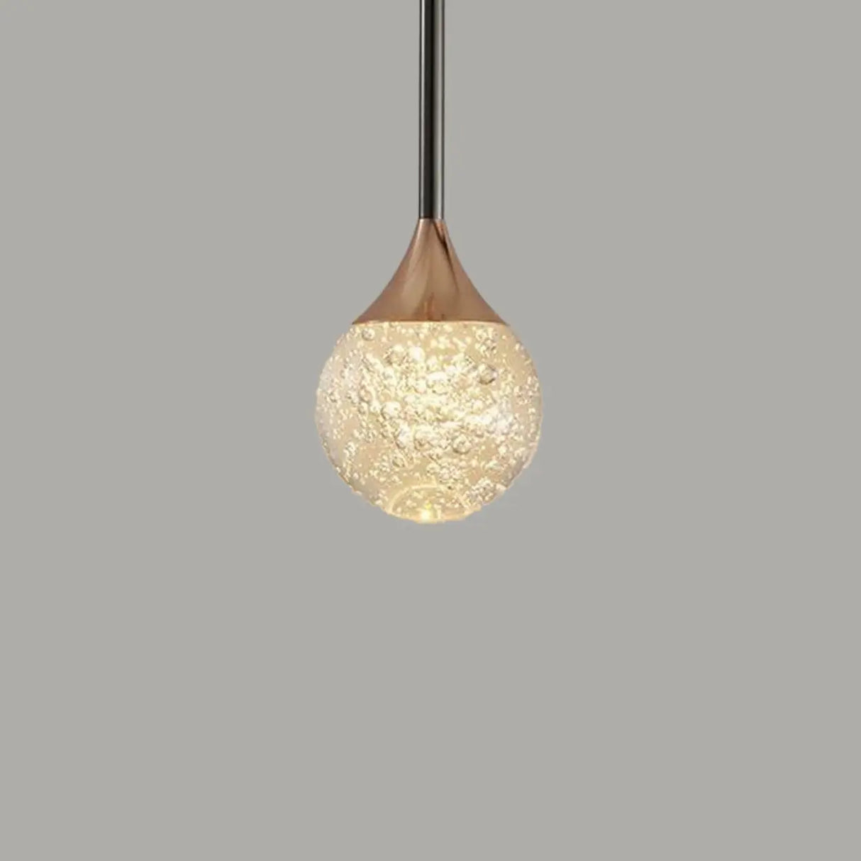 Modern Gold Crystal Globe Round Pendant Light Bedroom Image - 6