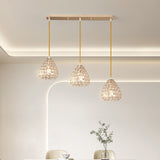 Modern Gold Crystal Triple Light Cone Pendant Light Image - 1