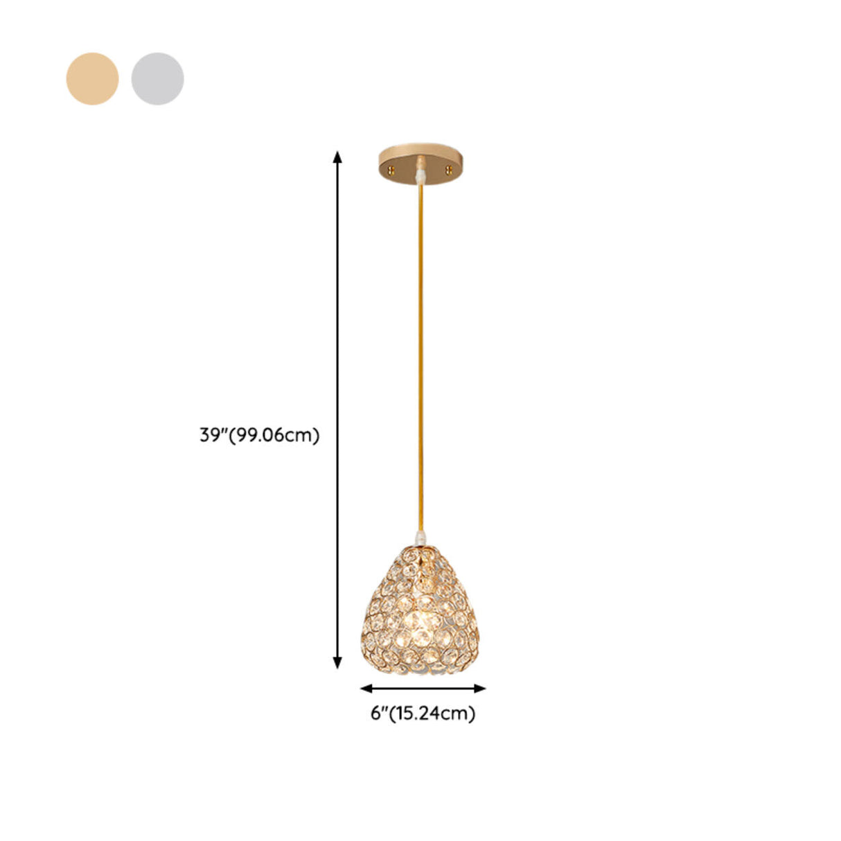 Modern Gold Crystal Triple Light Cone Pendant Light Image - 17