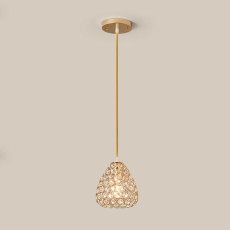 Modern Gold Crystal Triple Light Cone Pendant Light Image - 2