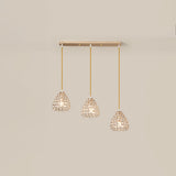 Modern Gold Crystal Triple Light Cone Pendant Light Image - 5