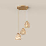 Modern Gold Crystal Triple Light Cone Pendant Light Image - 9