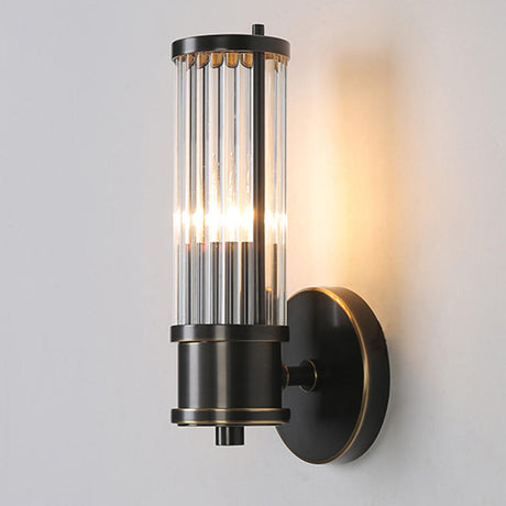 Modern Gold Cylinder Clear Glass LED Wall Sconce Image - 2