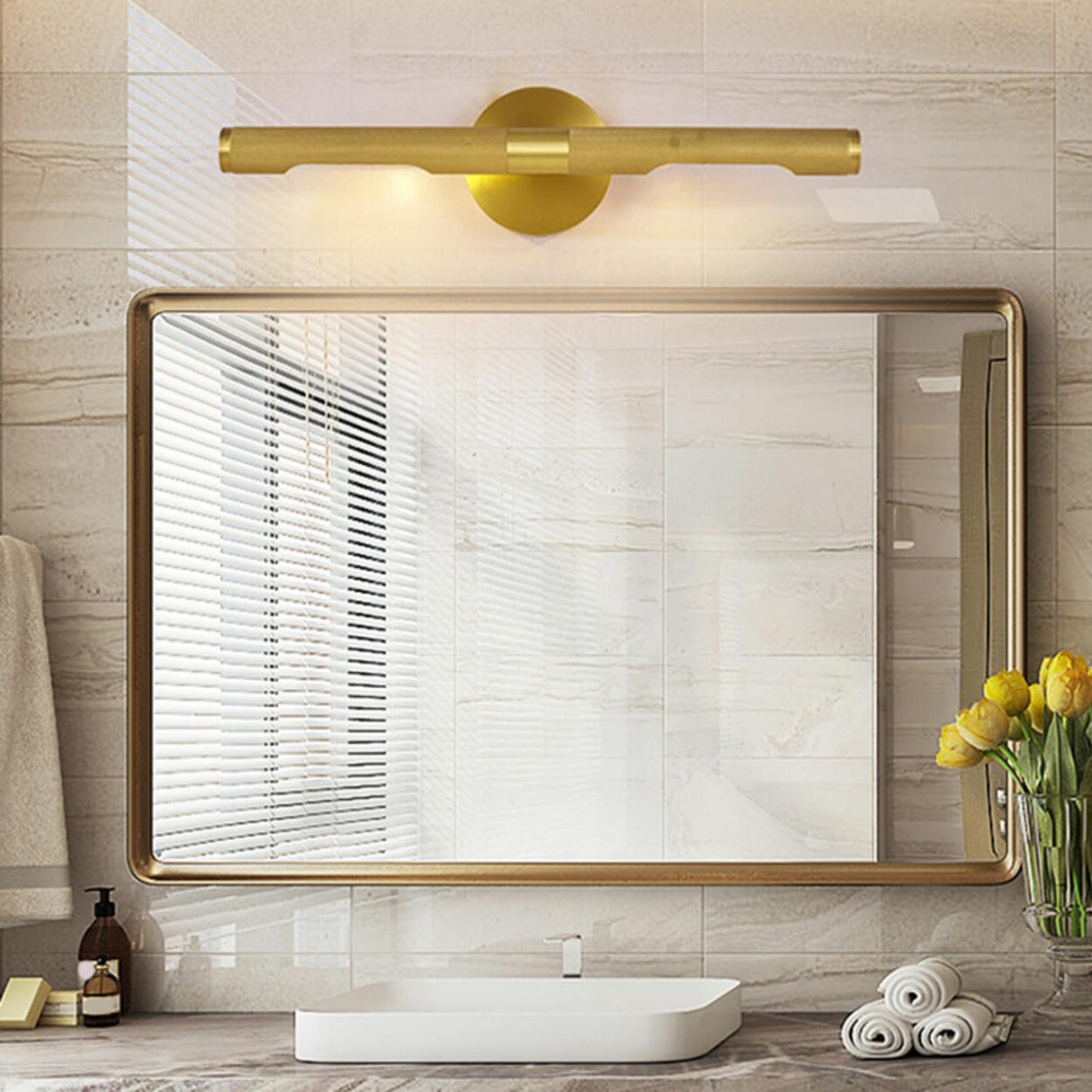 Modern Gold Cylinder LED Bathroom Vanity Light  Image - 3