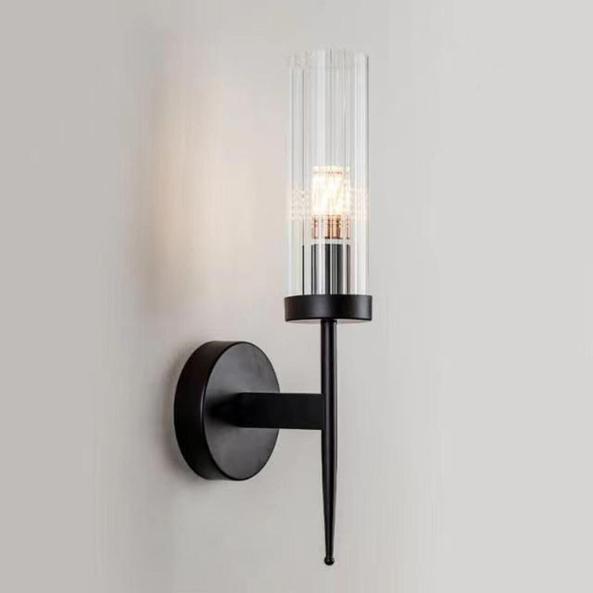 Modern Gold Cylinder Transparent Glass Wall Sconce Image - 10