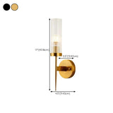 Modern Gold Cylinder Transparent Glass Wall Sconce #size