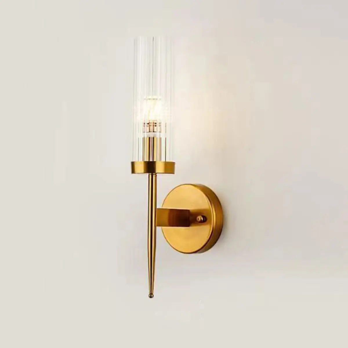 Modern Gold Cylinder Transparent Glass Wall Sconce Image - 2