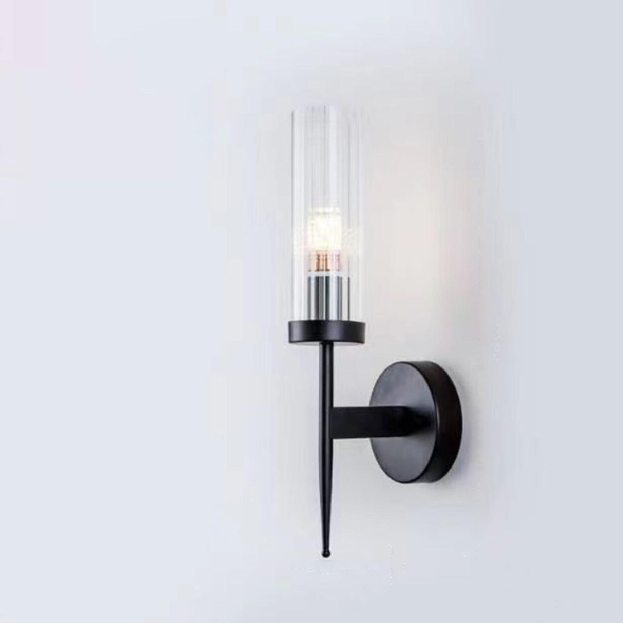 Modern Gold Cylinder Transparent Glass Wall Sconce Image - 5