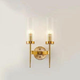 Modern Gold Cylinder Transparent Glass Wall Sconce Image - 7