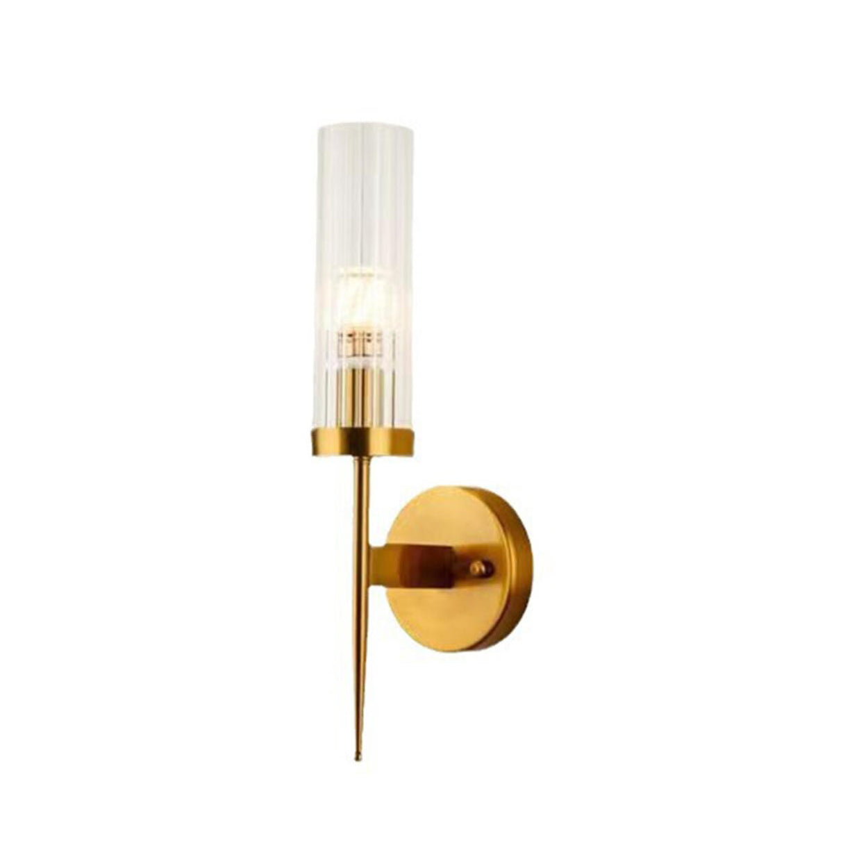 Modern Gold Cylinder Transparent Glass Wall Sconce Image - 9