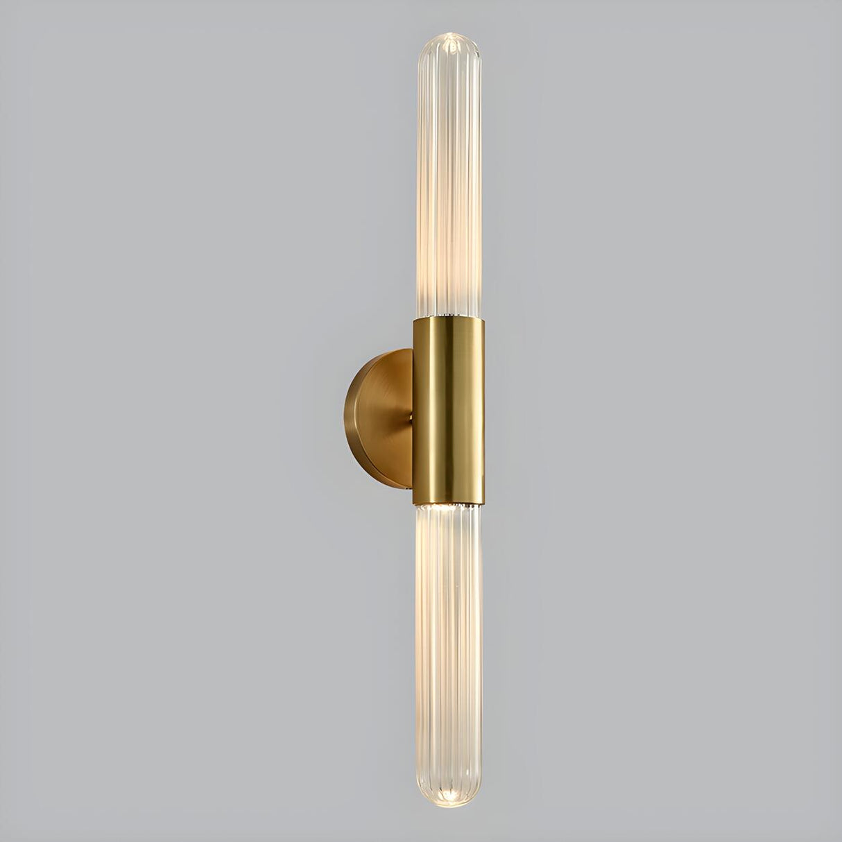 Modern Gold Cylindrical Up Down Glass Wall Sconce Image - 10