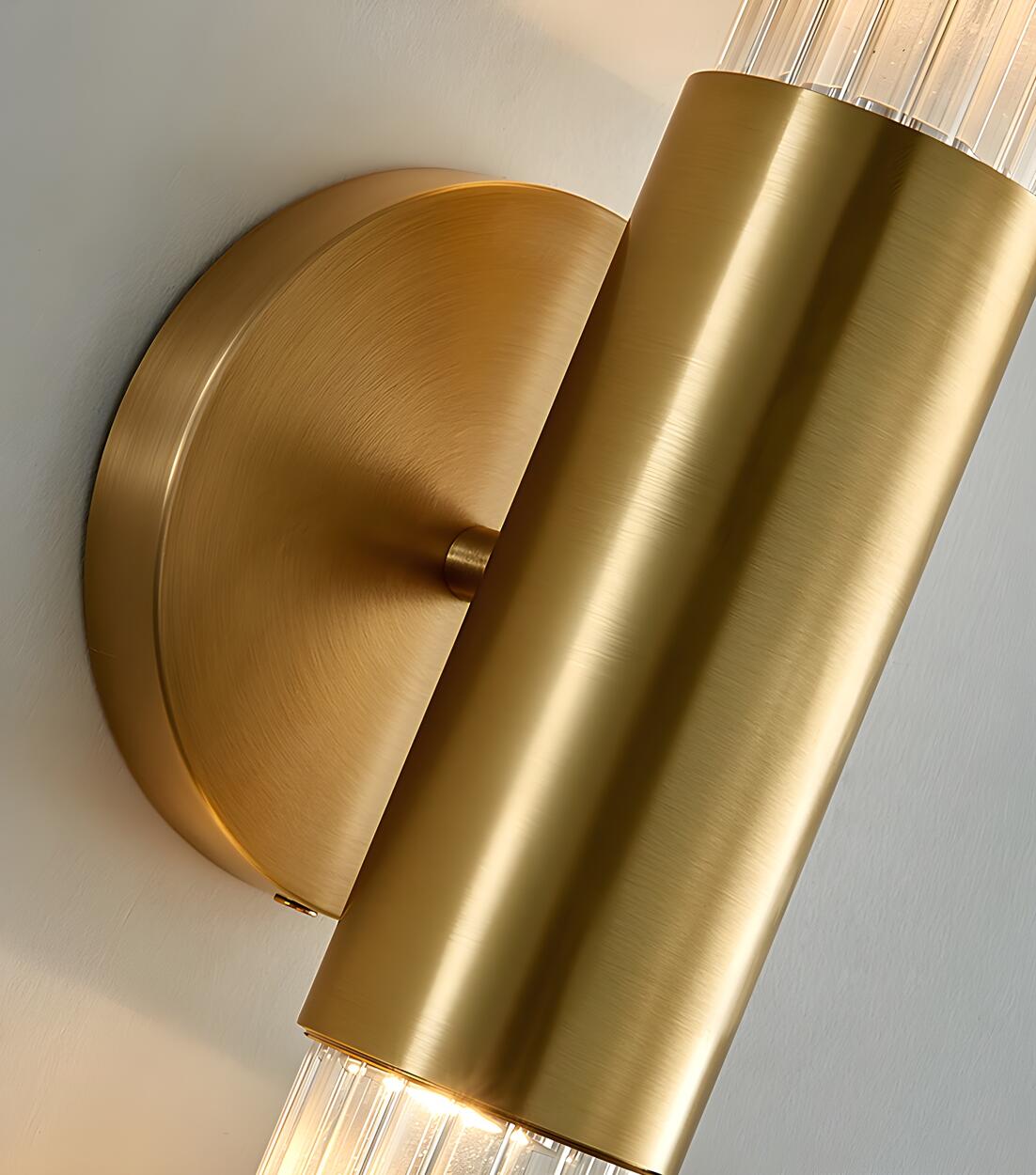 Modern Gold Cylindrical Up Down Glass Wall Sconce Image - 13