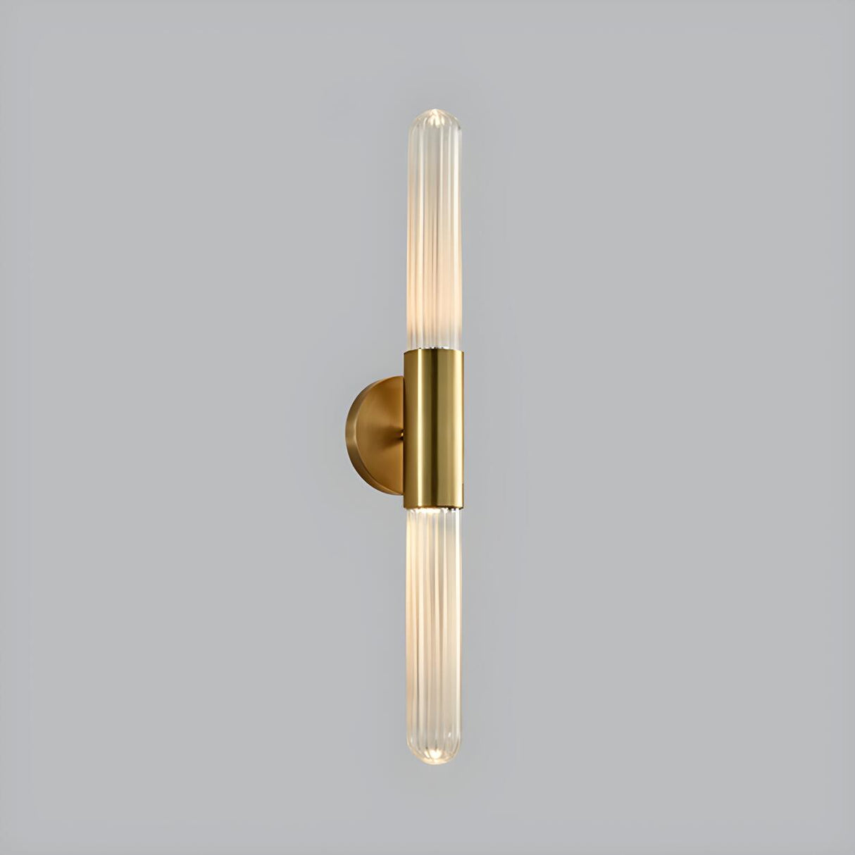 Modern Gold Cylindrical Up Down Glass Wall Sconce Image - 2