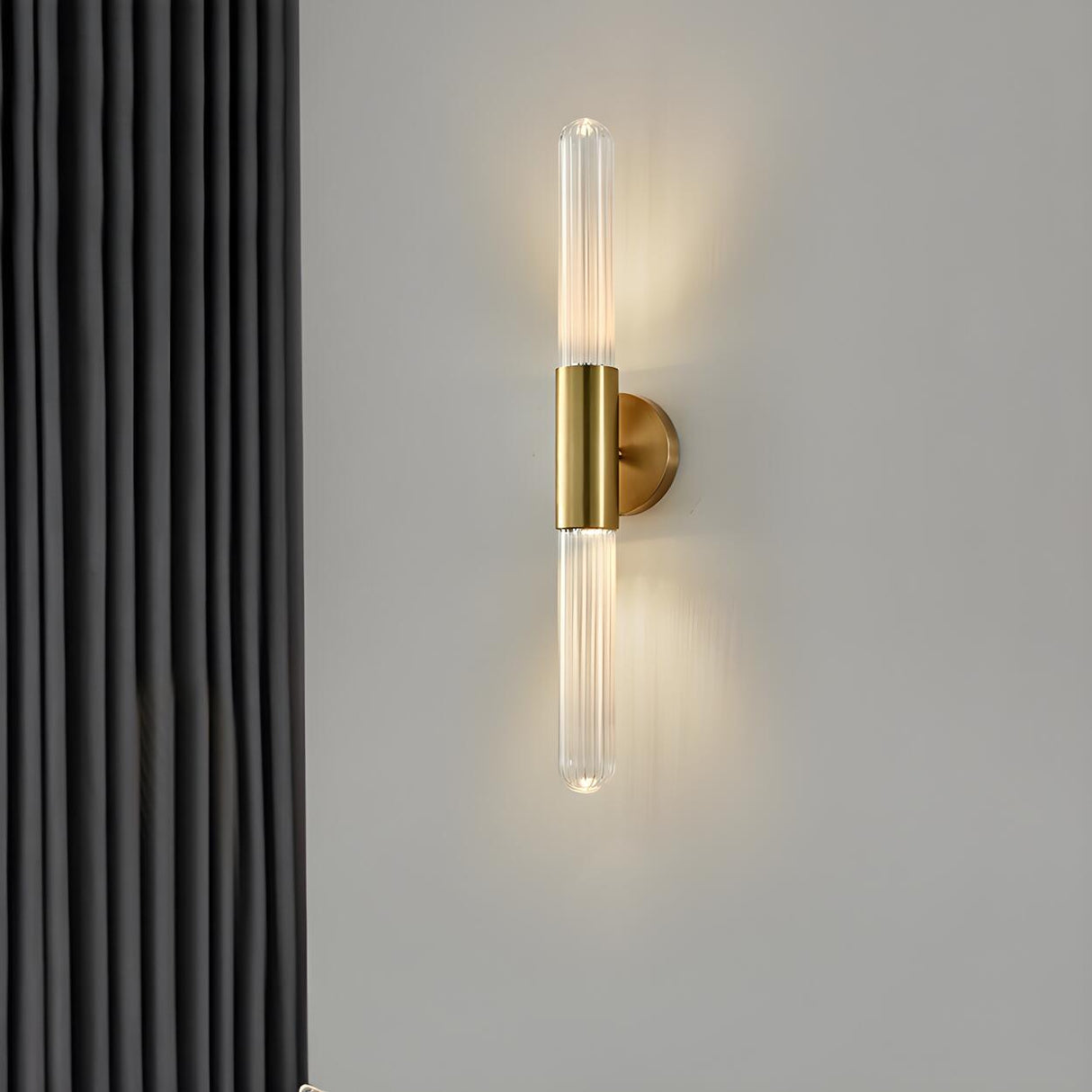 Modern Gold Cylindrical Up Down Glass Wall Sconce Image - 5