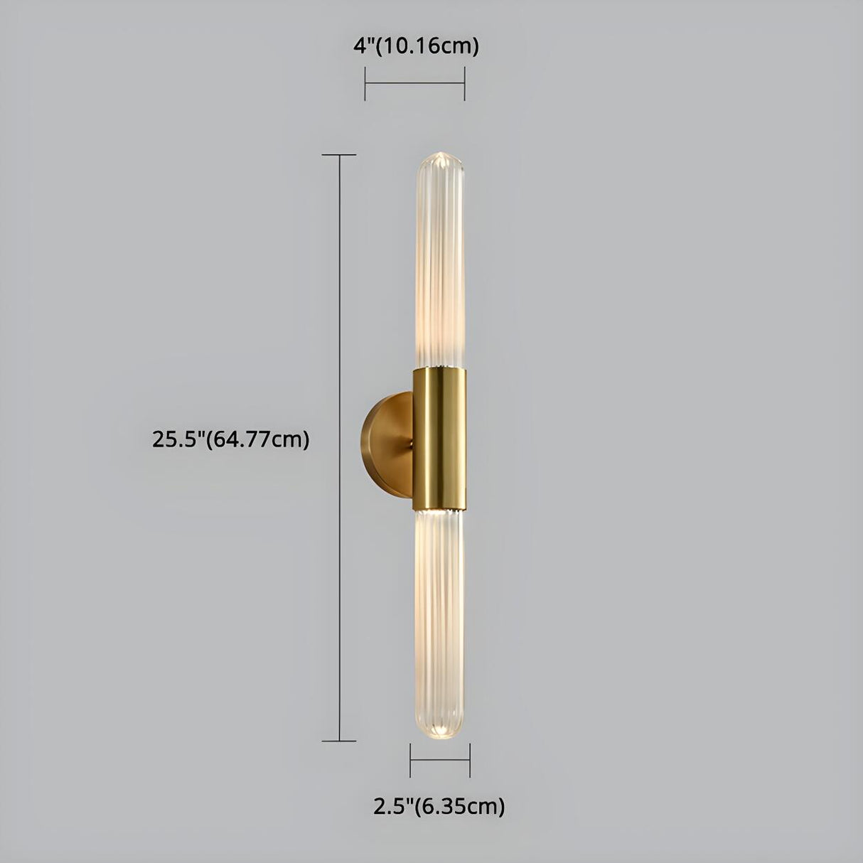 Modern Gold Cylindrical Up Down Glass Wall Sconce Image - 8