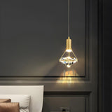 Modern Gold Diamond Clear Crystal Bedroom Pendant Light Image - 1