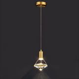 Modern Gold Diamond Clear Crystal Bedroom Pendant Light Image - 10