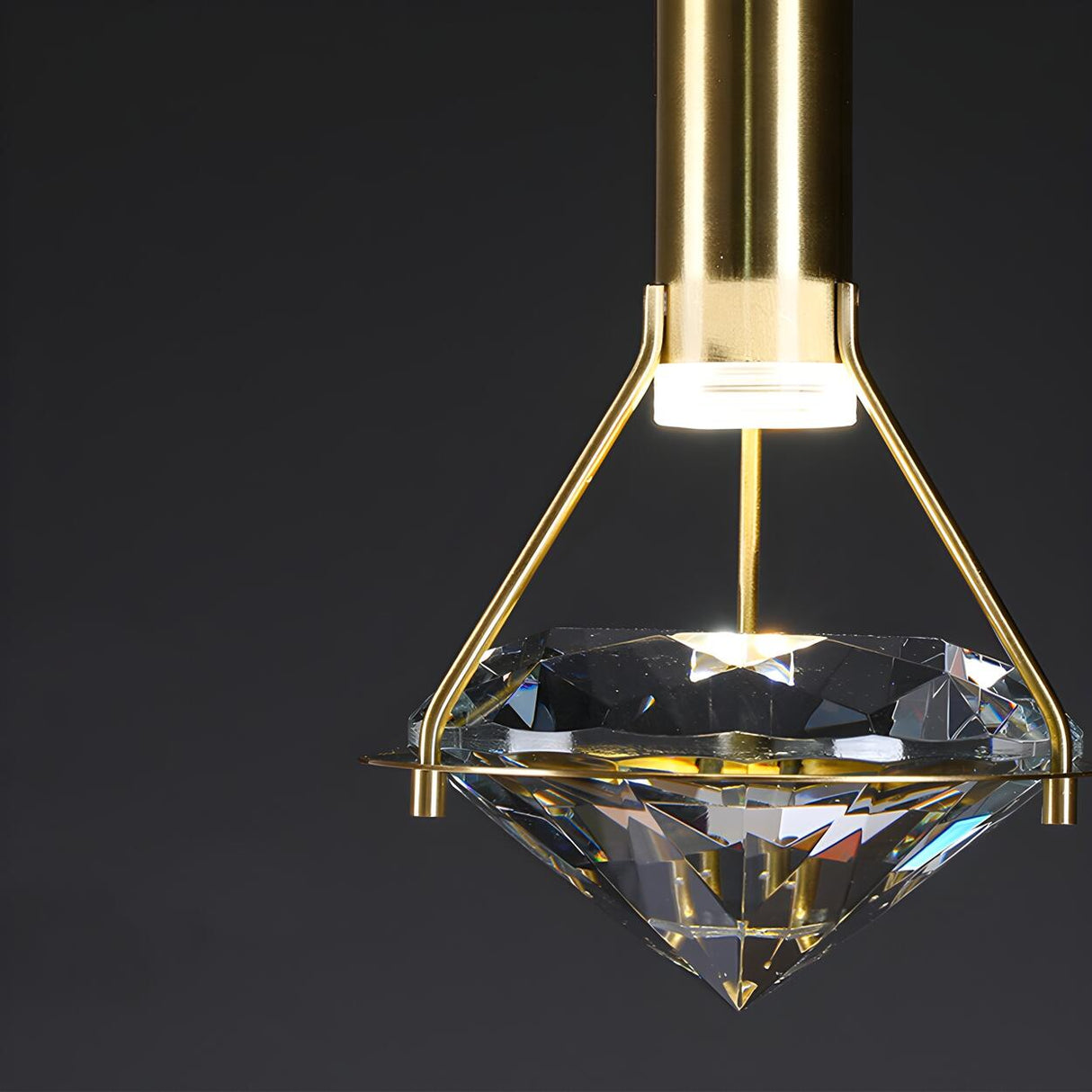 Modern Gold Diamond Clear Crystal Bedroom Pendant Light Image - 12