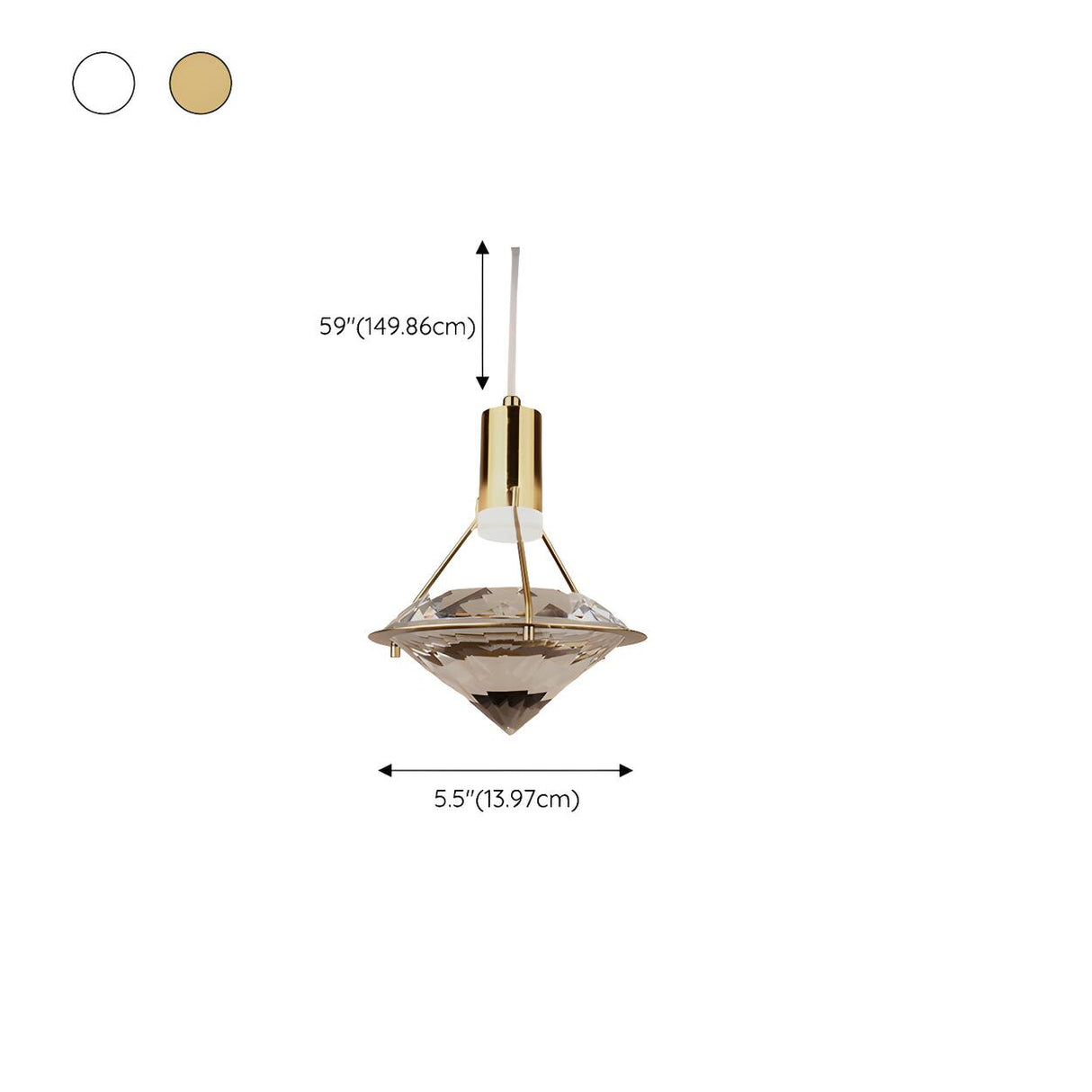 Modern Gold Diamond Clear Crystal Bedroom Pendant Light 