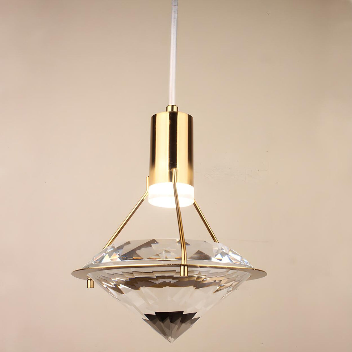 Modern Gold Diamond Clear Crystal Bedroom Pendant Light Image - 3