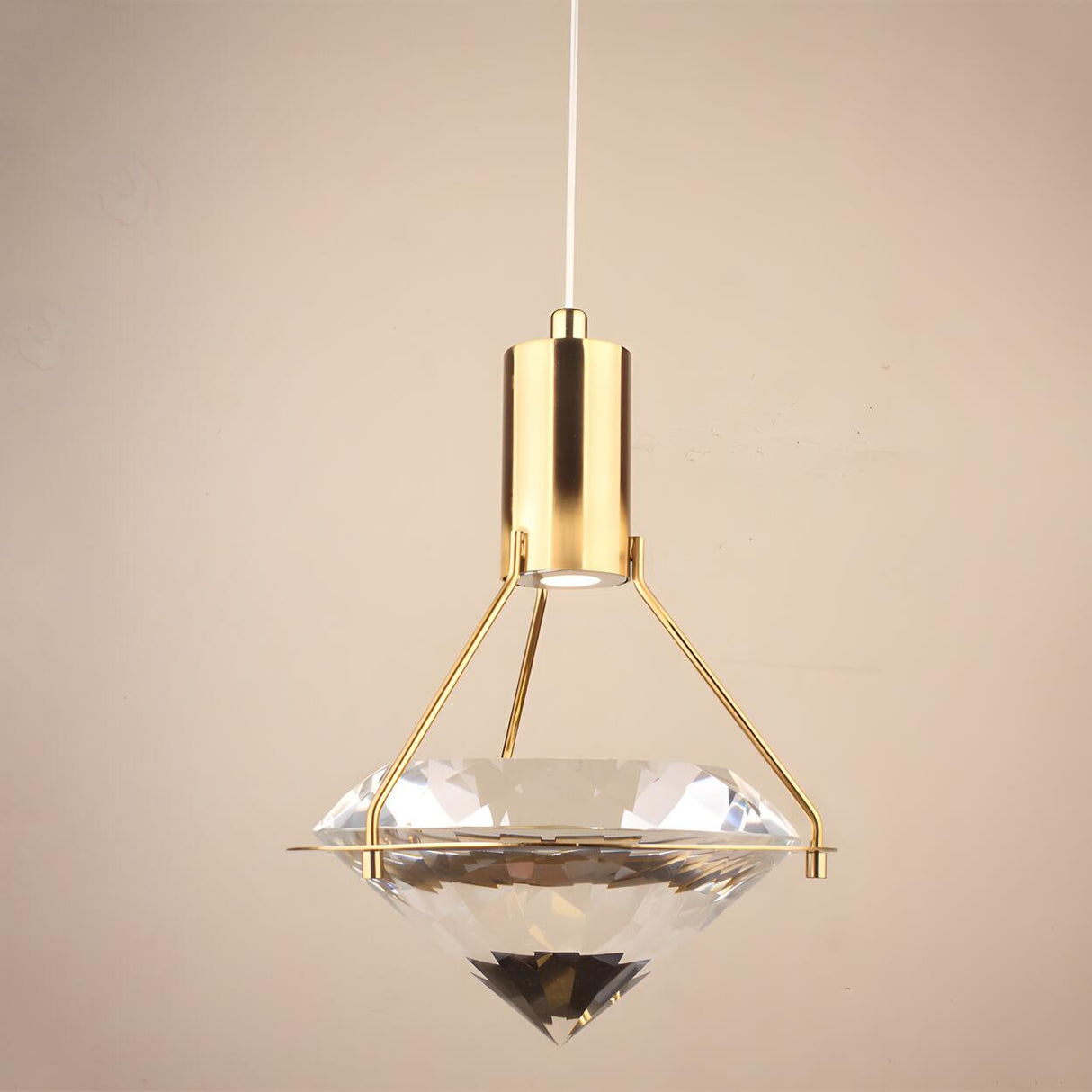 Modern Gold Diamond Clear Crystal Bedroom Pendant Light Image - 5