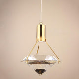 Modern Gold Diamond Clear Crystal Bedroom Pendant Light Image - 5