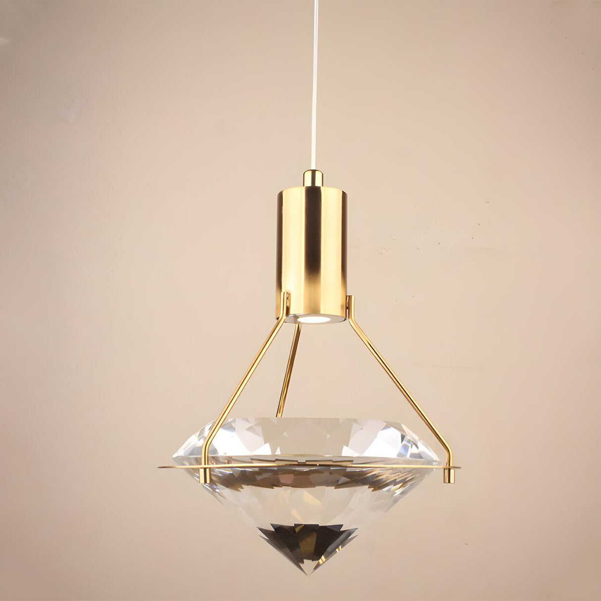 Modern Gold Diamond Clear Crystal Bedroom Pendant Light Image - 7