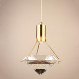 Modern Gold Diamond Clear Crystal Bedroom Pendant Light Image - 7